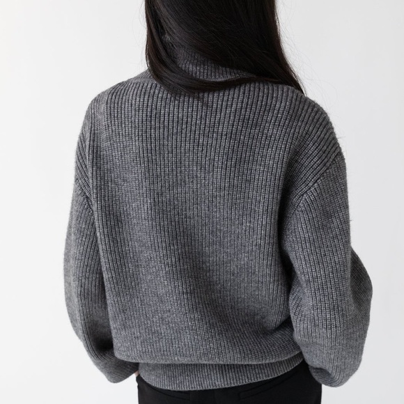 Oak + Fort High Neckline Zip Up Sweater - Picture 3 of 9